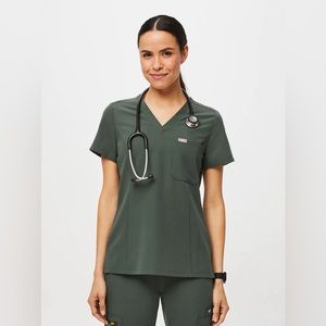 Figs dark moss scrub set (top small, bottoms extra small tall)